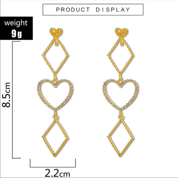 • Tia • Heart + Diamond Pendant Earrings - Picture 5 of 6